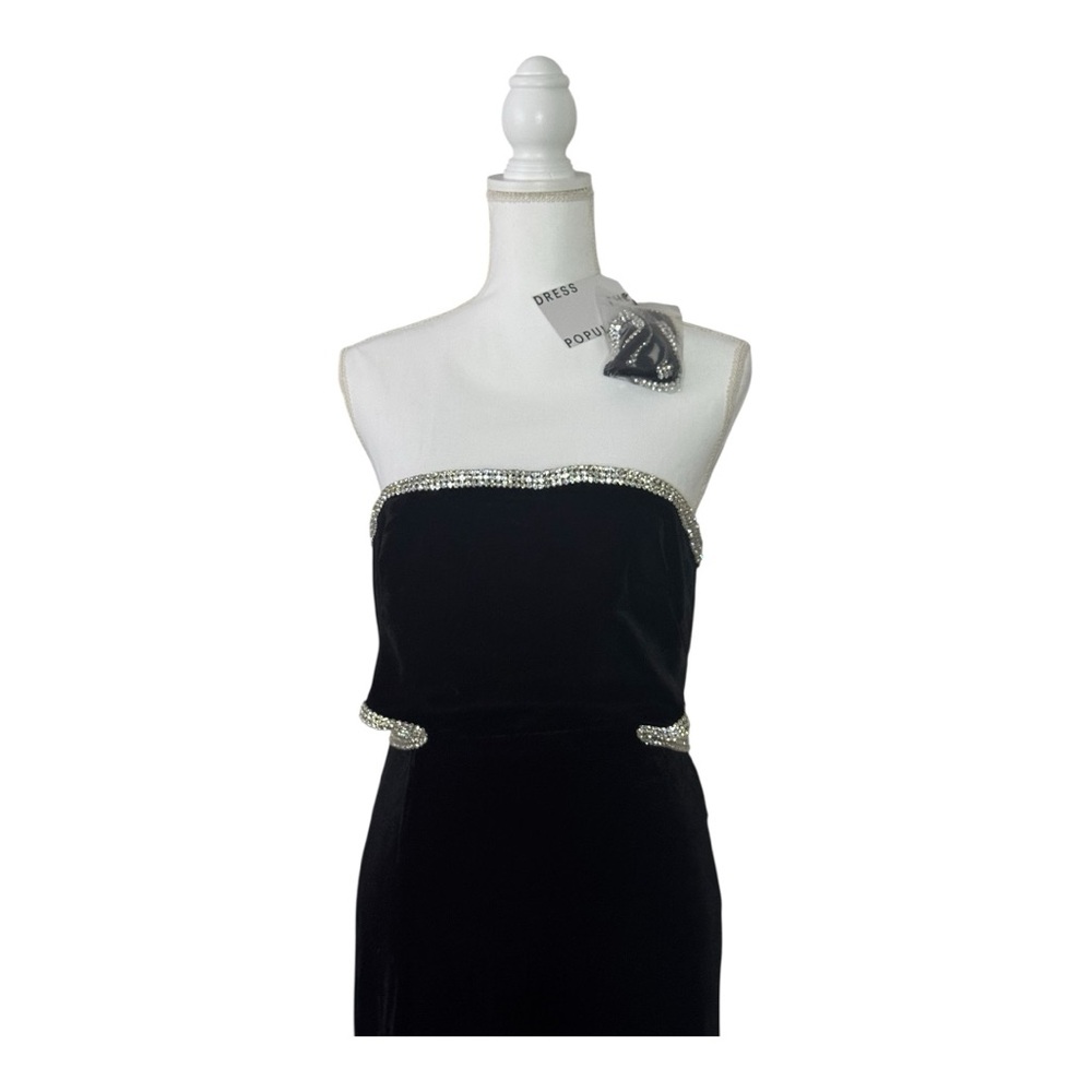 Dress the Population Ariana Black Strapless Gown with Silver Accents - Picture 3 of 6
